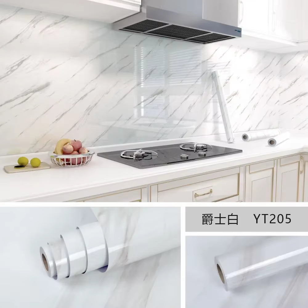 10M X 80CM Marble Self Adhesive Wallpaper Waterproof Oil Proof Kitchen Stickers Thermostability Decorative Film Home Decor