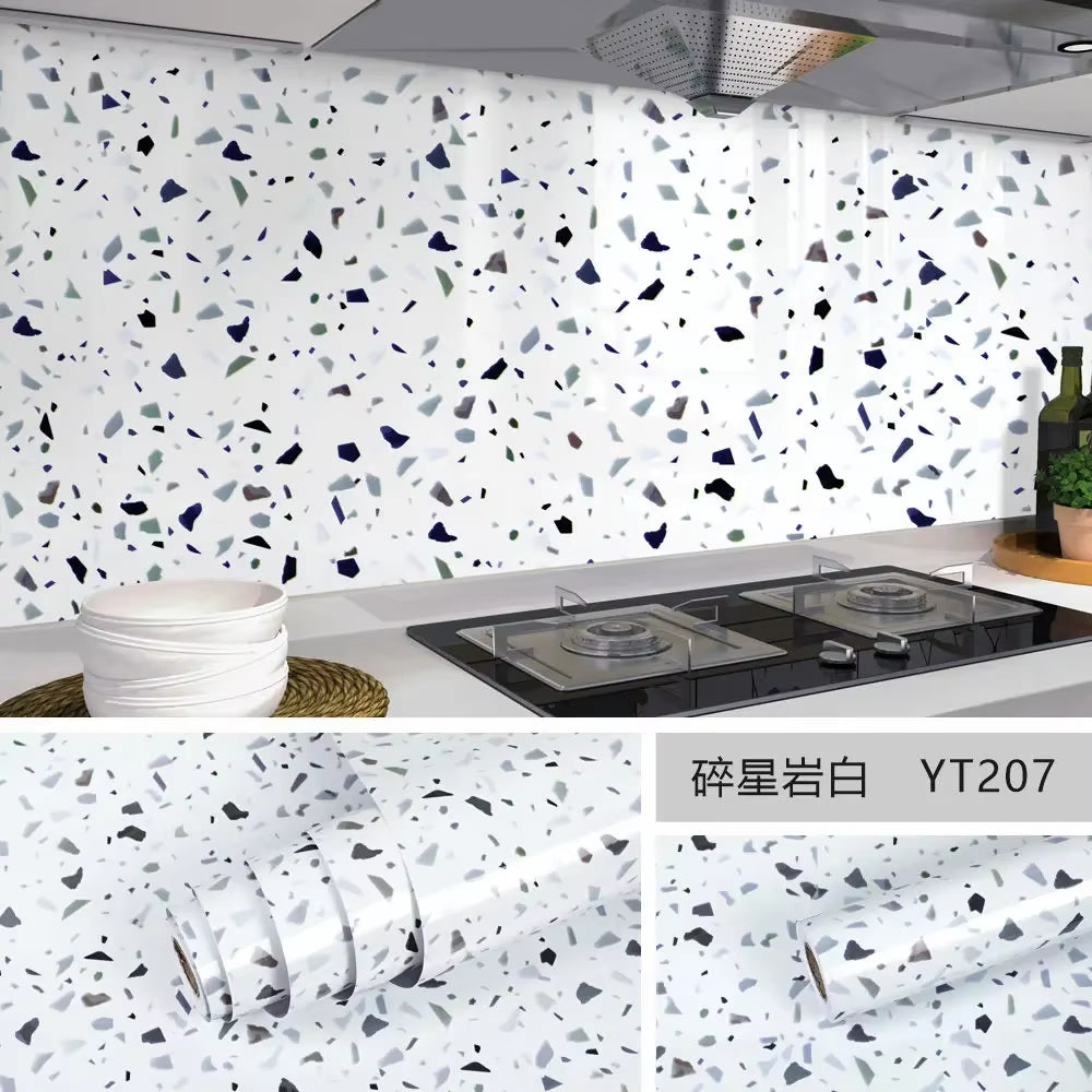 10M X 80CM Marble Self Adhesive Wallpaper Waterproof Oil Proof Kitchen Stickers Thermostability Decorative Film Home Decor