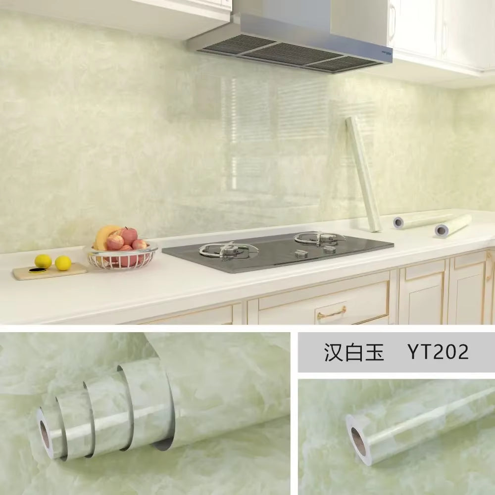 10M X 80CM Marble Self Adhesive Wallpaper Waterproof Oil Proof Kitchen Stickers Thermostability Decorative Film Home Decor